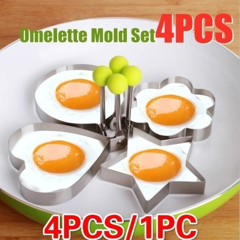 Stainless Steel Egg Rings Round Star Heart Flower Shape