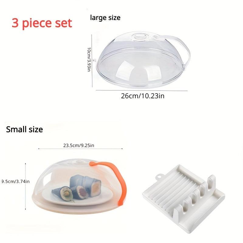 3pcs Microwave Splatter Cover and Utensils Rest Set