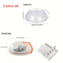 3pcs Microwave Splatter Cover and Utensils Rest Set