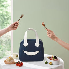 Durable Smile Face Lunch Box Thermal Tote Bag For Adults