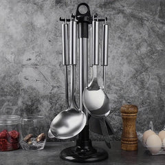 5pcs Stainless Steel Kitchen Utensil Set Spatula Spoon Frying Shovel Colander