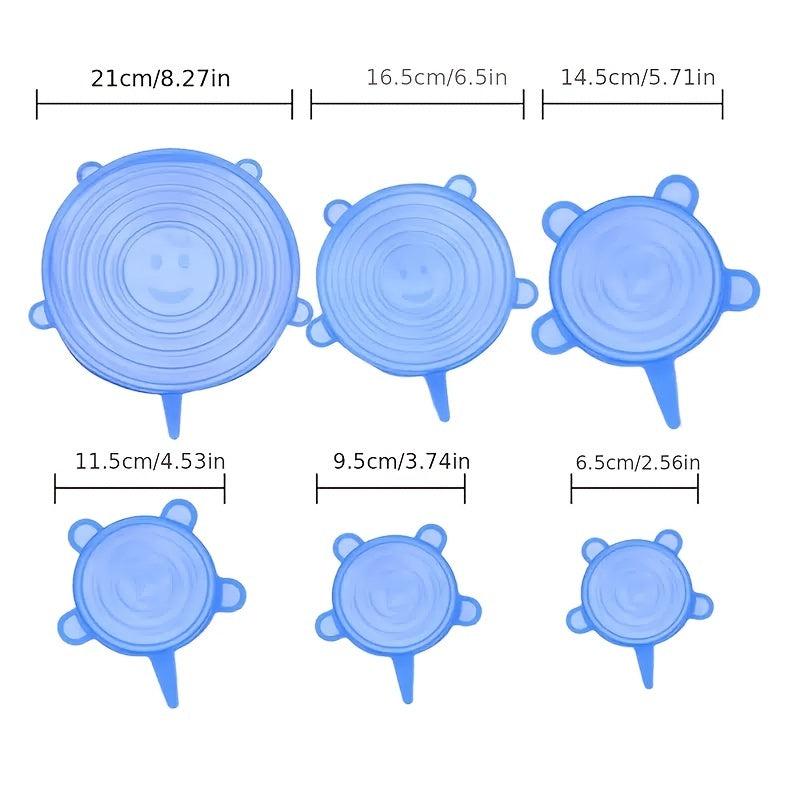 6pcs 1 Pack Stretch Lids, Reusable Food Storage Covers, Dishwash