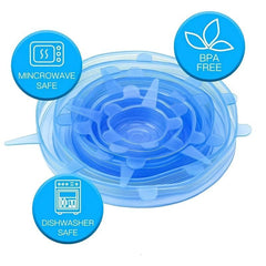 6pcs 1 Pack Stretch Lids, Reusable Food Storage Covers, Dishwash