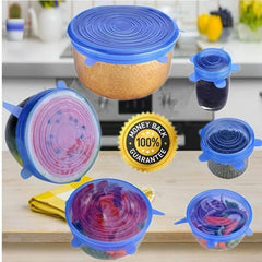 6pcs 1 Pack Stretch Lids, Reusable Food Storage Covers, Dishwash