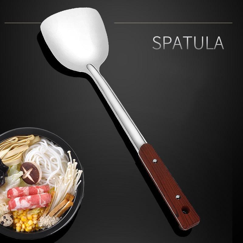 Stainless Steel Cooking Spoon Shovel with Wood Grain Handle Kitchen Tools