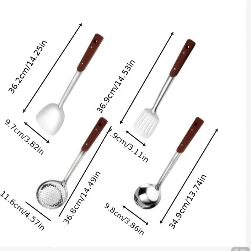 Stainless Steel Cooking Spoon Shovel with Wood Grain Handle Kitchen Tools