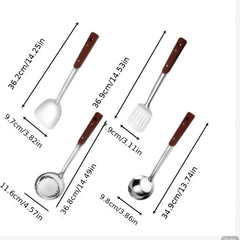 Stainless Steel Cooking Spoon Shovel with Wood Grain Handle Kitchen Tools