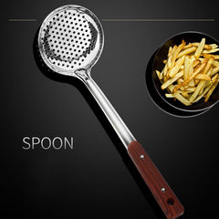 Stainless Steel Cooking Spoon Shovel with Wood Grain Handle Kitchen Tools