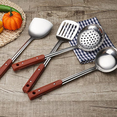 Stainless Steel Cooking Spoon Shovel with Wood Grain Handle Kitchen Tools