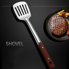 Stainless Steel Cooking Spoon Shovel with Wood Grain Handle Kitchen Tools