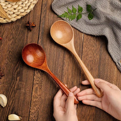 Wooden Soup Ladle Long Handle Large Spoon Tableware Serving Spoon