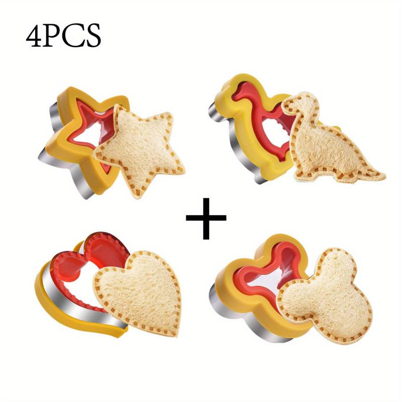 4pcs Sandwich Cookie Cutters & Sealer Set - Stainless Steel Cutter