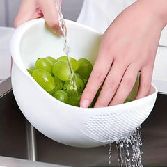 Set of 3 Portable Drain Baskets for Cleaning and Storing Vegetables and Fruits