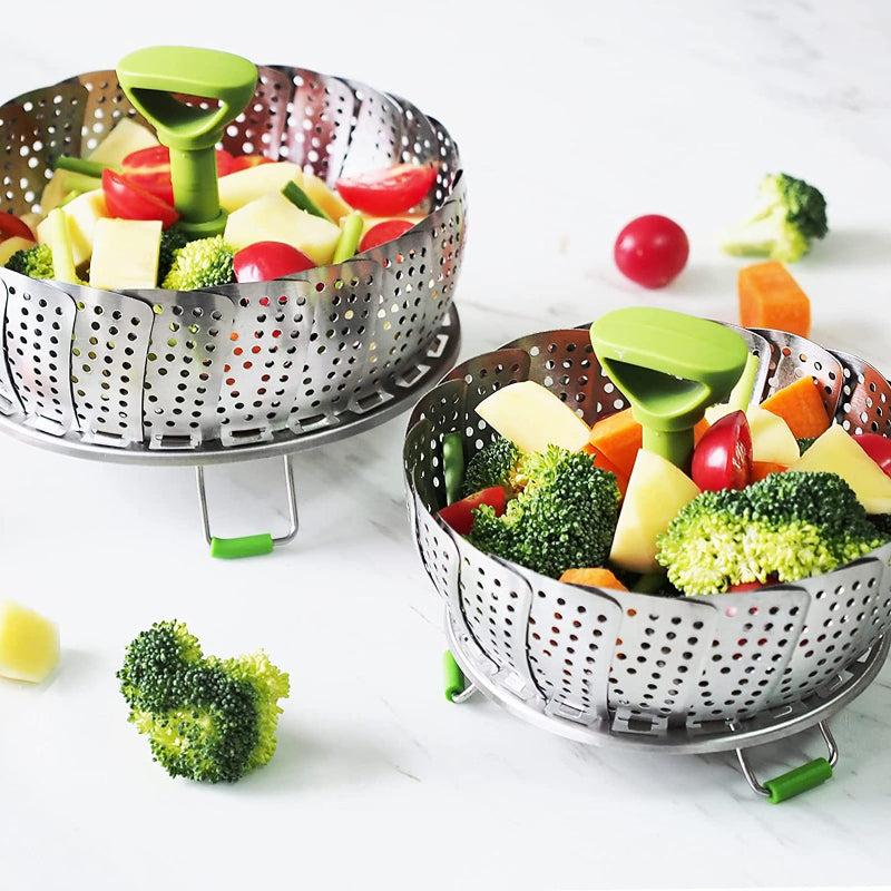 Stainless Steel Vegetable Steamer Basket for Cooking Food with Removable Handle