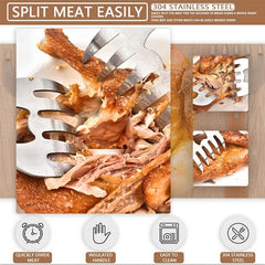 Stainless Steel Meat Shredder with Wooden Handle for BBQ