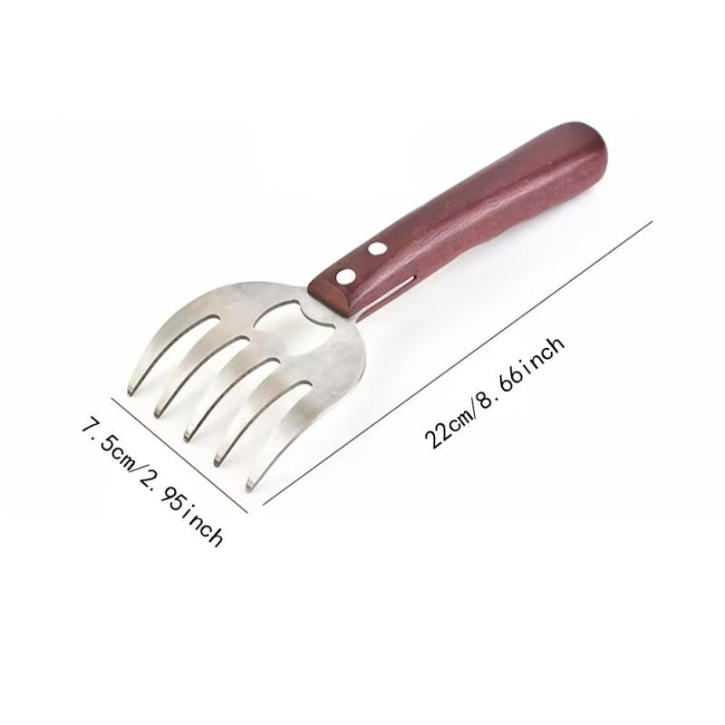 Stainless Steel Meat Shredder with Wooden Handle for BBQ