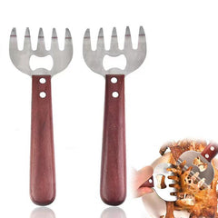 Stainless Steel Meat Shredder with Wooden Handle for BBQ