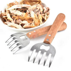 Stainless Steel Meat Shredder with Wooden Handle for BBQ