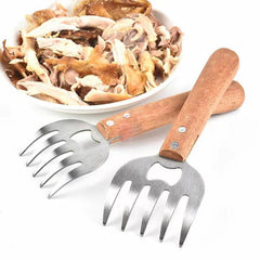 Stainless Steel Meat Shredder with Wooden Handle for BBQ