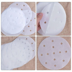 100pcs Round Steamer Paper Disposable Barbecue Silicone Paper Steamer Pad