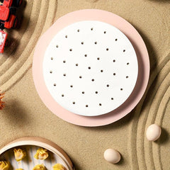 100pcs Round Steamer Paper Disposable Barbecue Silicone Paper Steamer Pad