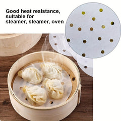 100pcs Round Steamer Paper Disposable Barbecue Silicone Paper Steamer Pad