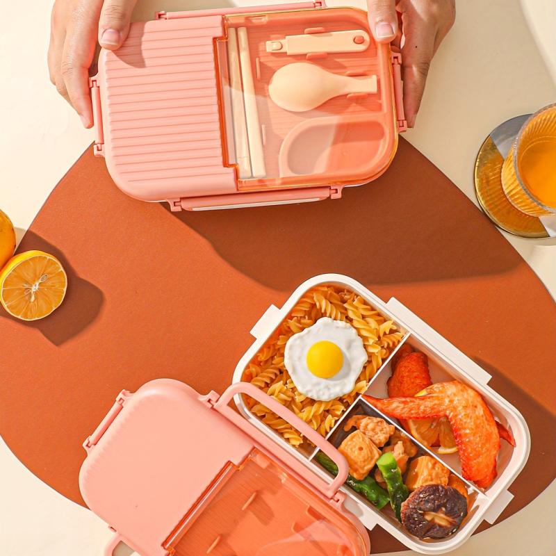 800ml 3 Compartment Bento Box with Cutlery Set for Students & Office Workers