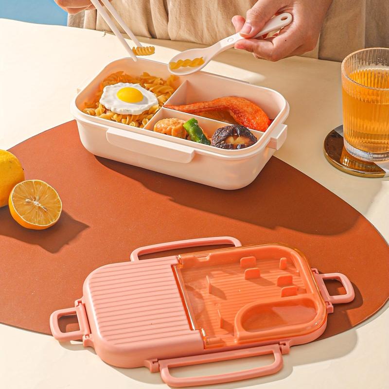 800ml 3 Compartment Bento Box with Cutlery Set for Students & Office Workers