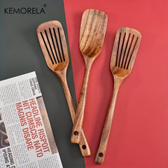 2Pcs Wooden Spatula Cookware Shovel Non-Stick Pan Spoon Cooking Utensils Tool
