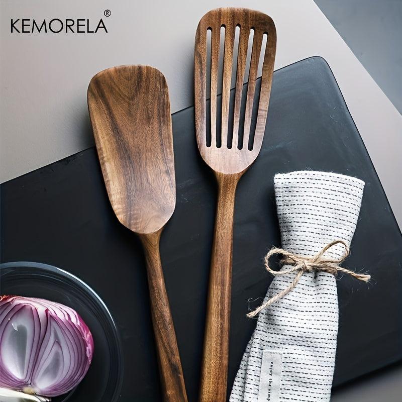 2Pcs Wooden Spatula Cookware Shovel Non-Stick Pan Spoon Cooking Utensils Tool