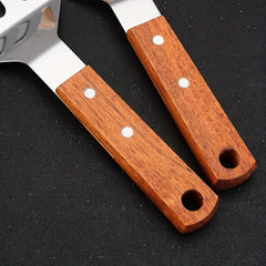 Wooden Handle Stainless Steel Frying Spatula Kitchen Cooking Tool