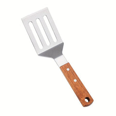 Wooden Handle Stainless Steel Frying Spatula Kitchen Cooking Tool
