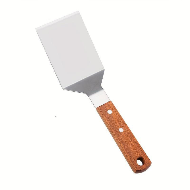 Wooden Handle Stainless Steel Frying Spatula Kitchen Cooking Tool