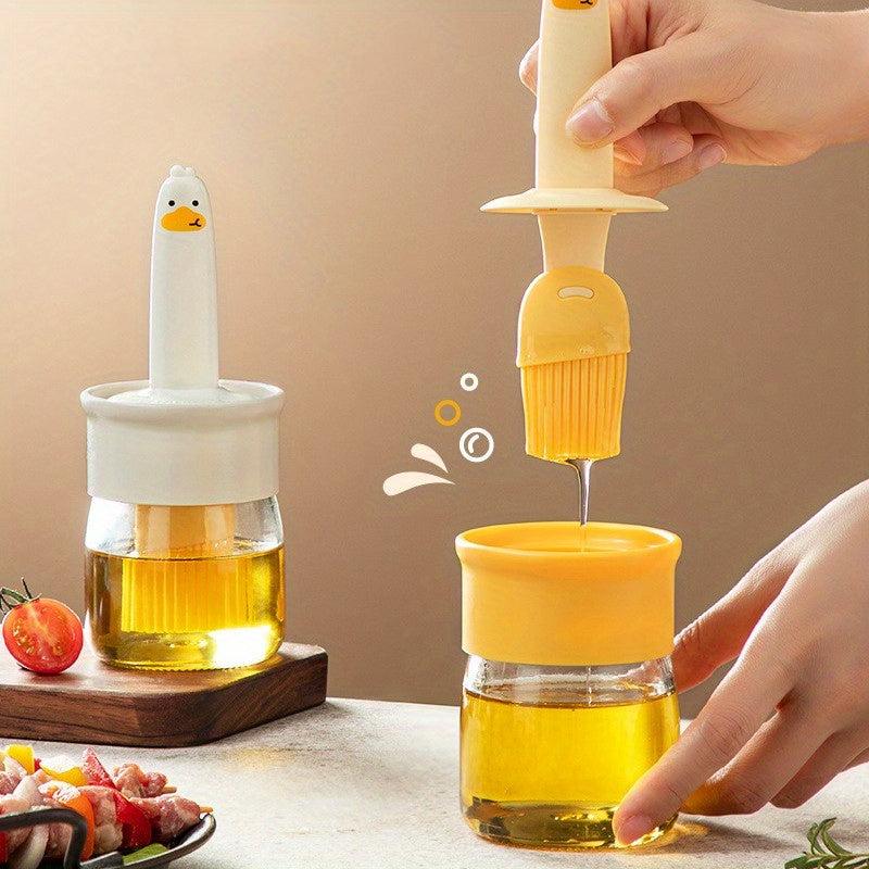 2 IN 1 Kitchen Olive Container With Silicone Pastry Basting Brush