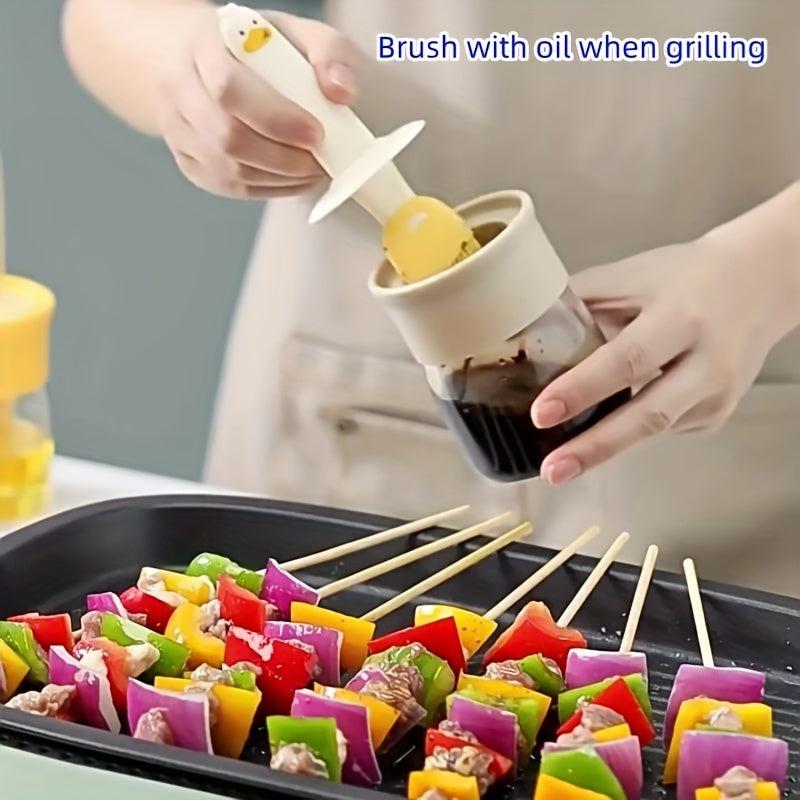 2 IN 1 Kitchen Olive Container With Silicone Pastry Basting Brush
