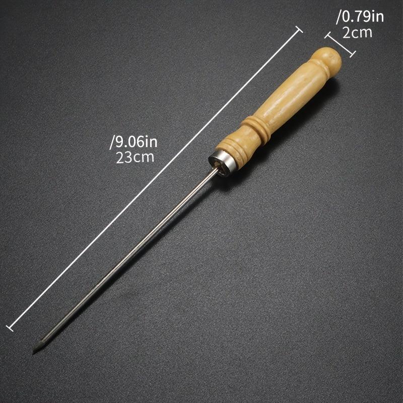 1pc Stainless Steel Skewers Wooden Handle BBQ Roasting Camp Outdoor Kitchen