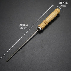 1pc Stainless Steel Skewers Wooden Handle BBQ Roasting Camp Outdoor Kitchen