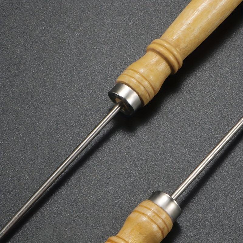 1pc Stainless Steel Skewers Wooden Handle BBQ Roasting Camp Outdoor Kitchen