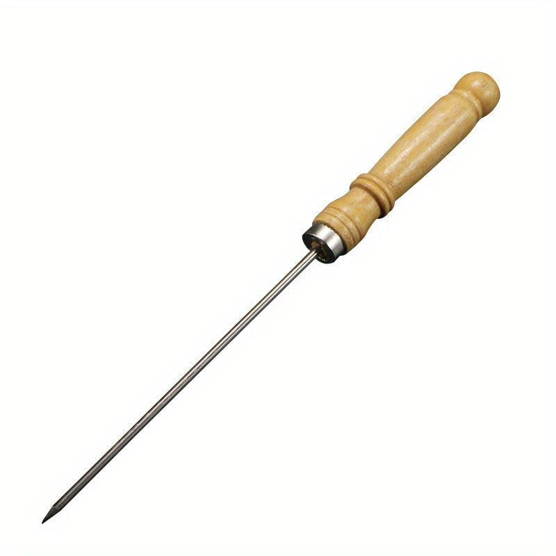 1pc Stainless Steel Skewers Wooden Handle BBQ Roasting Camp Outdoor Kitchen