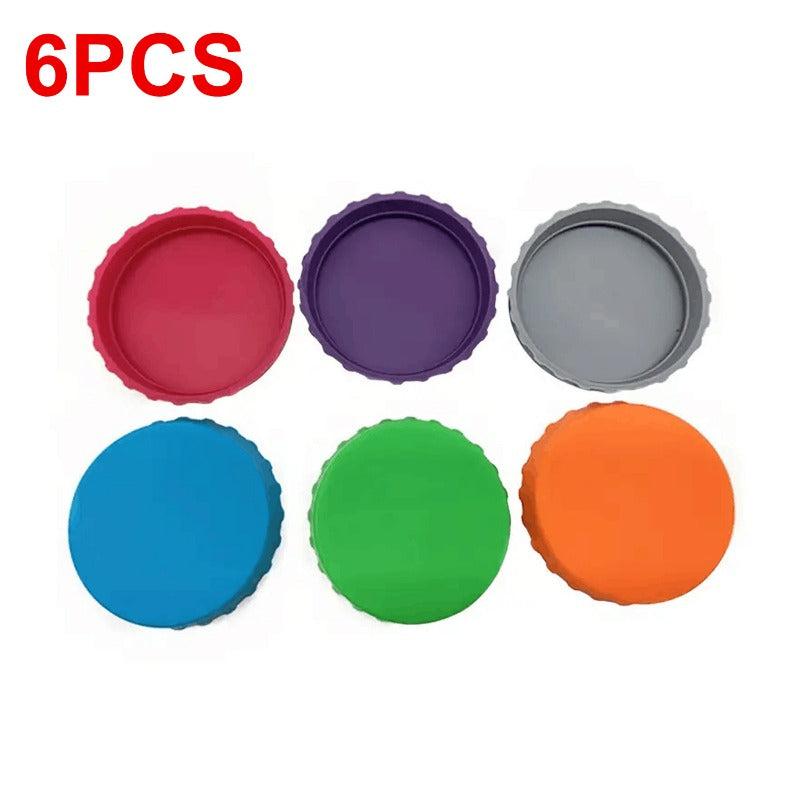 6pcs Reusable Silicone Can Lids Leak proof And Dust Proof Sealing Caps