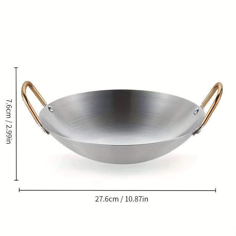 Stainless Steel Paella Pan Round Frying Pan Chinese Wok
