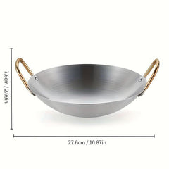 Stainless Steel Paella Pan Round Frying Pan Chinese Wok