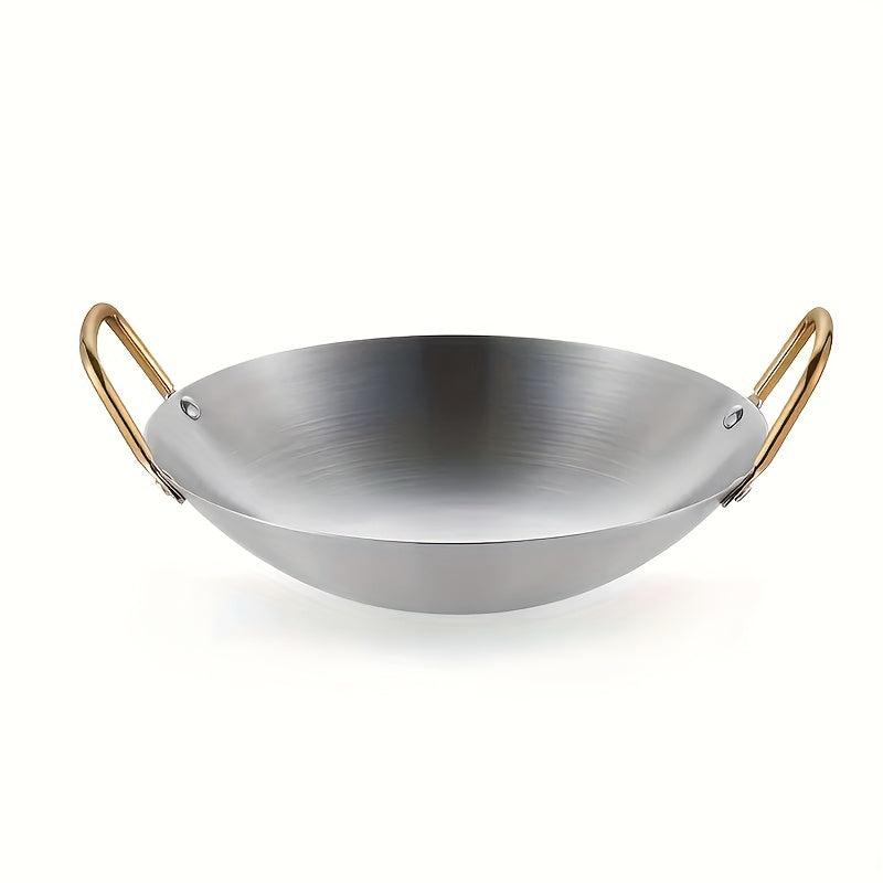 Stainless Steel Paella Pan Round Frying Pan Chinese Wok