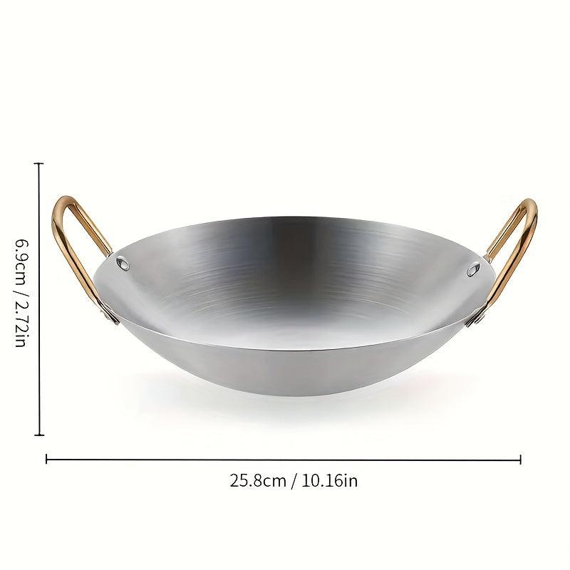 Stainless Steel Paella Pan Round Frying Pan Chinese Wok