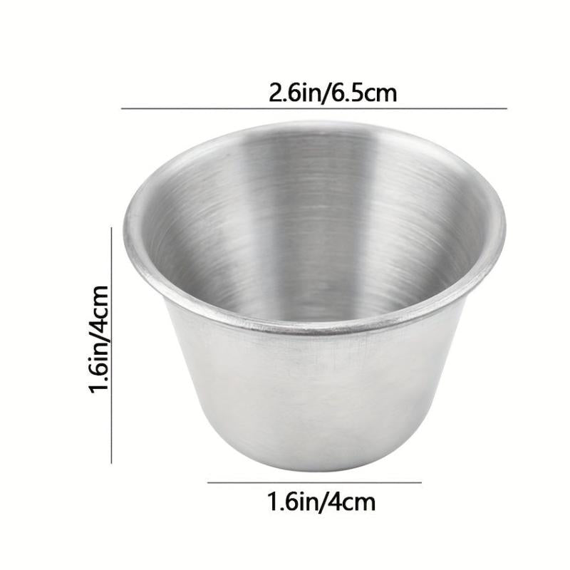 1pc Stainless Steel Sauce Cup Round Ramekin Condiment Sauce Cups Dipping Bowl