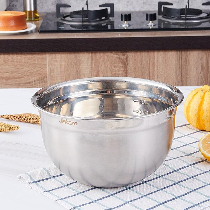Thickened Stainless Steel Egg Beater with Splash-Proof Round Bottom
