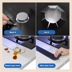 5pcs Gas Stove Burner Covers with 2pcs Gap Covers - Heat Resistant and Washable