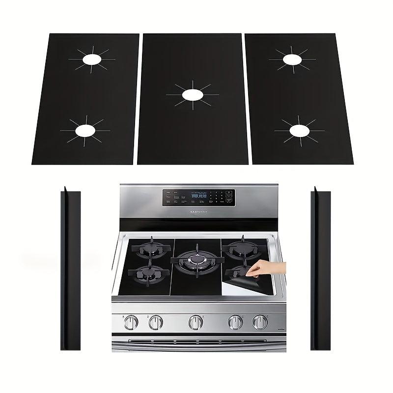 5pcs Gas Stove Burner Covers with 2pcs Gap Covers - Heat Resistant and Washable