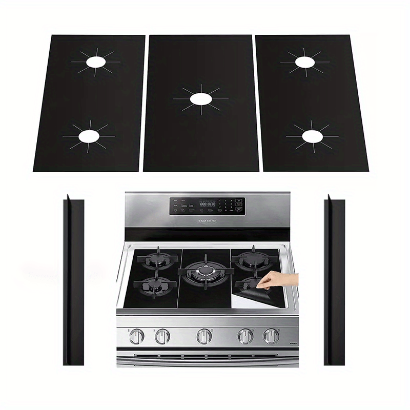 5pcs Gas Stove Burner Covers with 2pcs Gap Covers - Heat Resistant and Washable