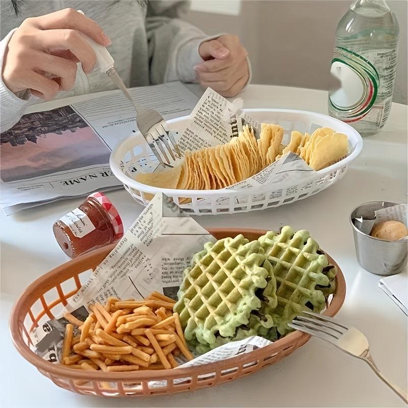 3pcs Plastic Bread Basket Hamburger Popcorn Fries Basket